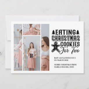 4 Foto Kerstkoekjes voor 2 Zwangerschap Feestdagenkaart