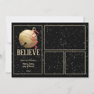 4 Foto Kerstmis JINGLE BELL Feestdagenkaart