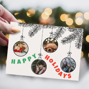 4 Foto Leuke Kerstboom Bulb Flat Vakantie Kaart