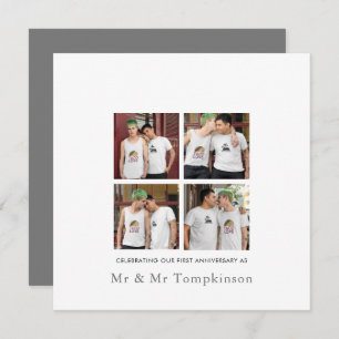 4 foto LGBT Gay Love Husband First Jubileum Kaart