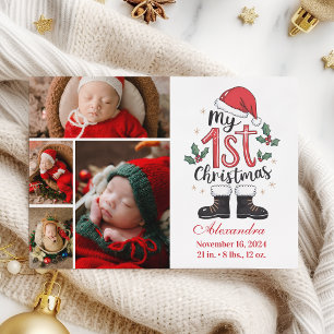 4 Foto Lieve Kerstman Baby 1e Kerstmis Feestdagenkaart