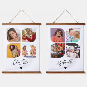 4 Foto Modern Trendy Simple Personalized Names Hangend Wandkleed
