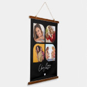4 Foto Modern Trendy Simple Personalized Names Hangend Wandkleed (Gebogen)