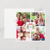 4 Foto Monogrammed crest square kerst Feestdagenkaart (Voorkant / Achterkant)