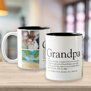 4 Foto Opa, Grootvader, Papa Definitie Tweekleurige Koffiemok