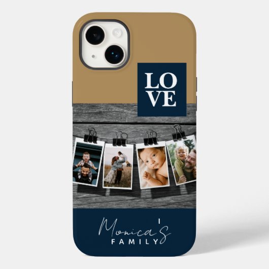 4 Foto Ophangen Minimalistisch Gepersonaliseerd Case-Mate iPhone Case (Achterkant)