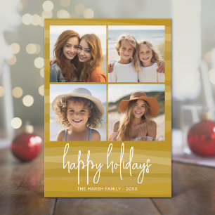 4 Foto Organische Gouden Rondingen - Kerst Gelukki Feestdagenkaart