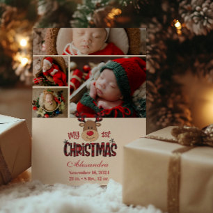 4 Foto Plaid Rendier Baby Eerste Kerstmis Feestdagenkaart