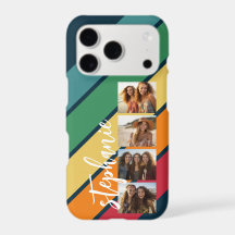 4 Foto Retro streeppatroon regenboog monogram
