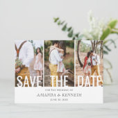 4 Foto Simple Elegant Save the Date Wedding Kaart (Staand voorkant)