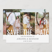 4 Foto Simple Elegant Save the Date Wedding Kaart (Voorkant / Achterkant)