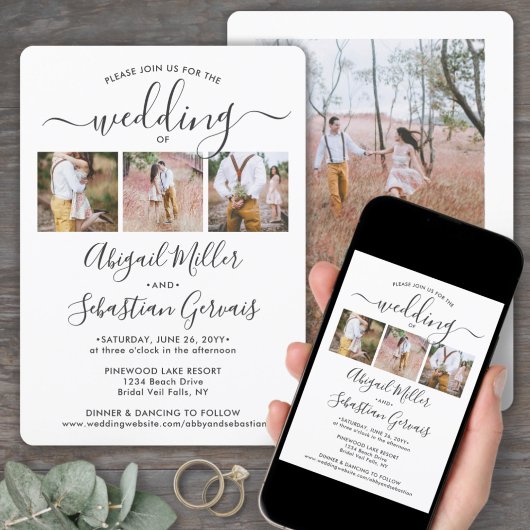 4 Foto Simple Modern Calligraphy Elegant Wedding Kaart