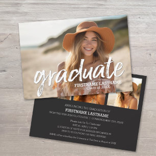 4 foto trendy moderne afstudeerfeest kaart