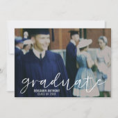 4 Foto Trendy Script Modern Afstuderen Kaart (Voorkant)