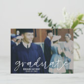4 Foto Trendy Script Modern Afstuderen Kaart (Staand voorkant)