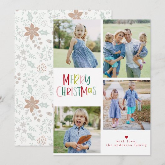 4 Foto Typografie Holiday Card Feestdagenkaart (Voorkant / Achterkant)