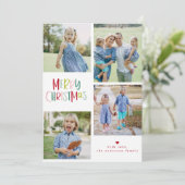 4 Foto Typografie Holiday Card Feestdagenkaart (Staand voorkant)