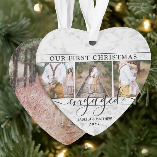 4 Foto van 1 kerst met Faux Marble Heart Ornament