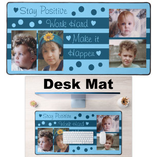 4 foto verblijf positief blauw bureau mat