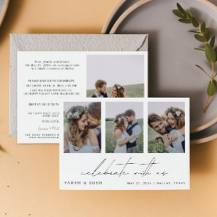 4 foto vieren met ons bruiloft receptie aankondiging