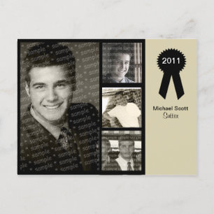  4-foto zwarte en beige Afstudeerder kaart