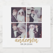 4 Fotobruiloft collage handgeschreven achternaam Bier Etiket (Enkel label)