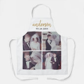 4 Fotobruiloft collage handgeschreven achternaam Schort (Voorkant)