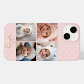 4 Fotocollage - blush roze stippen, Gold Script Case-Mate iPhone Case (Achterkant (horizontaal))