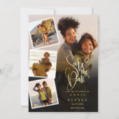4 Fotocollage Bruiloft Goud Script Save The Date (Voorkant)