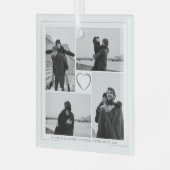 4 Fotocollage Bruiloft Jubileum Naam & Datum Glas Ornament (Voorkant links)