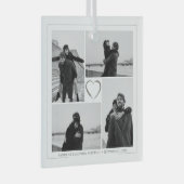 4 Fotocollage Bruiloft Jubileum Naam & Datum Glas Ornament (Voorkant Rechts)