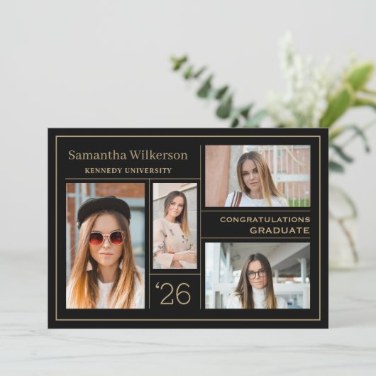 4 Fotocollage Congrats Afstuderen Elk jaar toevoeg Aankondiging (Staand voorkant)
