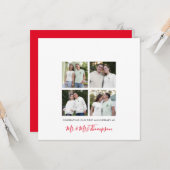 4 fotocollage Eerste Jubileum Custom Modern Kaart (Voorkant / Achterkant in situ)