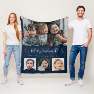4-fotocollage en aangepaste tekst opa/gramma/ander fleece deken
