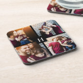 4-Fotocollage en -monogram Bier Onderzetter (Linkerzijde)