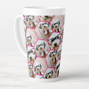 4 Fotocollage - funky hexagon patroon Latte Mok