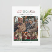 4 Fotocollage Grappig Ho Ho Ho Kerstmis Feestdagenkaart (Staand voorkant)