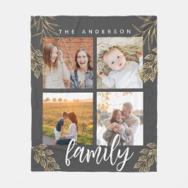 4 Fotocollage grid script Fleece Blanket