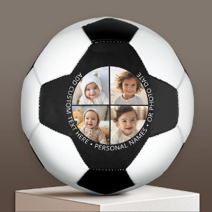 4 Fotocollage met kromming Aangepaste tekst Rond Voetbal