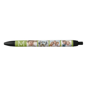 4 Fotocollage met Monogram Initiaal - Olijf Zwarte Inkt Pen