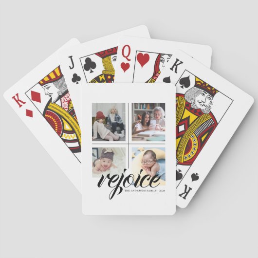 4 Fotocollage Minimalist - vreugde zwart wit Pokerkaarten (Achterkant)