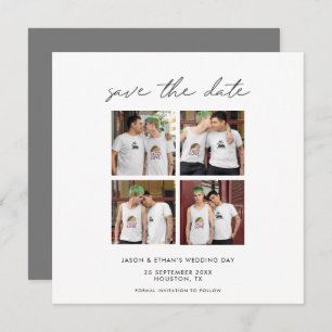 4 Fotocollage minimalistisch modern script grijs Save The Date