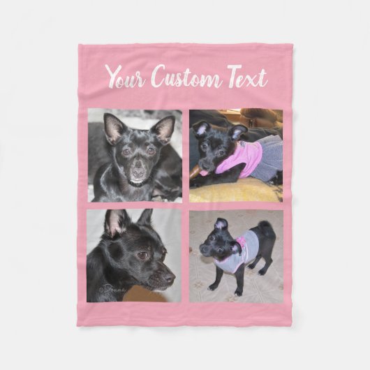 4 Fotocollage | Roze Dog Blanket Fleece Deken (Voorkant)