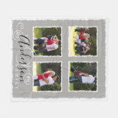 4 Fotocollage Voeg familienaam toe Grijs Medium Fleece Deken (Voorkant (Horizontaal))