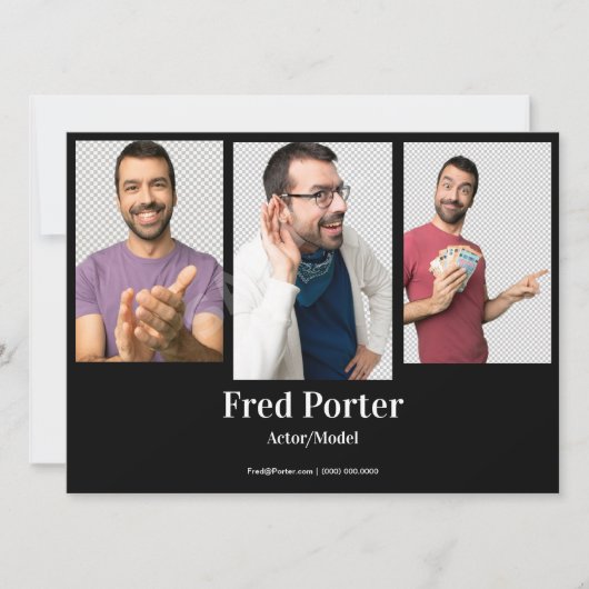 4 FotoMannelijke Actor Headshot Comp Card Sjabloon Kaart (Voorkant)