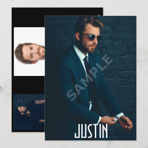 4 Fotomannmodel kopfoto Comp-kaart Sjabloon Kaart
