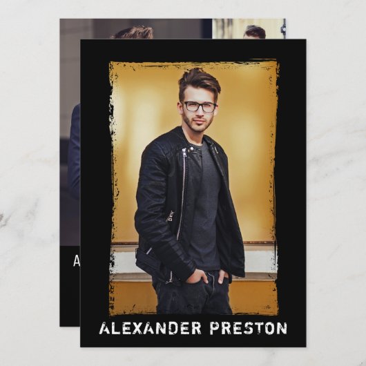 4 Fotomodel Actor Comp Kaart Grunge 5.5x7.5 (Voorkant / Achterkant)