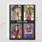 4 Fotomodel Actor Comp Kaart Zwart Sjabloon (Voorkant)