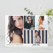 4 Fotomodel Vrouw Comp Card White Sjabloon Kaart (Staand voorkant)