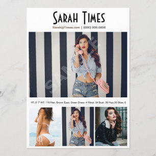 4 Fotomodelkopkaart — Comp-kaart — witte Sjabloon Kaart